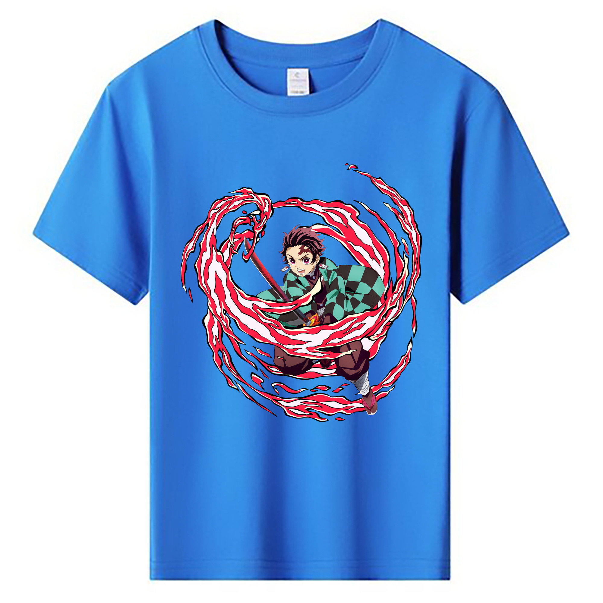 （画像用） 鬼滅の刃 竈門 炭治郎／かまど たんじろう Kamado Tanjirou 綿100％キッズTシャツ（フロントプリント）